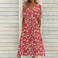 ☀️👗Topkeuze - Casual midi-jurk met bloemenprint en V-hals – soepel vallend en romantische print