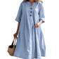 🏖️Zomerse uitverkoop: 50% KORTING🏝️👗Oversized A-lijn midi-jurk voor dames met zakken✨