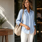 Retro geruite damesblouse met lange mouwen