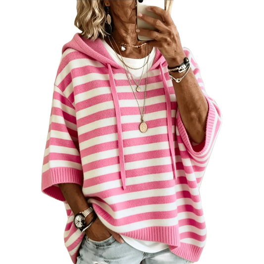 Casual gestreepte trui met capuchon voor dames