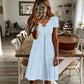 👗Topkeuze – Jurk met V-hals en gaatjespatroon, afgewerkt met geschulpte rand – Lichtgewicht en romantisch, ideaal voor tuinfeesten of een brunch 🌿