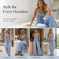 👗💙 Denim jumpsuit voor dames met spaghettibandjes en wijde pijpen – 50% KORTING! Een nonchalante stijl, het comfort van wijde pijpen, klassieke denim – je nieuwe favoriet voor warm weer. ☁️☀️
