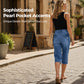 Damesjeansshorts met hoge taille en knielengte