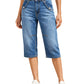 Damesjeansshorts met hoge taille en knielengte