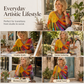 Retro patchwork-blouse met V-hals voor dames