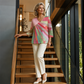 Retro patchwork-blouse met V-hals voor dames