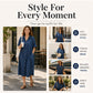 Denimjurk met losse pasvorm en knoopsluiting voor dames