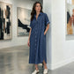 Denimjurk met losse pasvorm en knoopsluiting voor dames