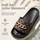 Unisex zomerslippers met monogram en metallic ketting