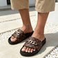 Unisex zomerslippers met monogram en metallic ketting