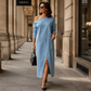 Off-shoulder denimjurk voor dames
