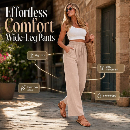 ✨🛍️Nieuwe collectie – Casual broek met wijde pijpen en functionele zakken – Makkelijk te combineren, van een kopje koffie halen tot een wandeling op een resort