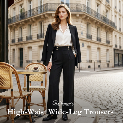 Must-have🔥👖 Op maat gemaakte broek met hoge taille en 4 metallic knopen – Accent op de taille en kreukvrij draagcomfort, zowel voor op het werk als in het weekend