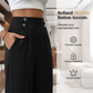 Must-have🔥👖 Op maat gemaakte broek met hoge taille en 4 metallic knopen – Accent op de taille en kreukvrij draagcomfort, zowel voor op het werk als in het weekend