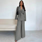 Elegante 2-delige set voor dames: top met V-hals en broek met wijde pijpen