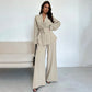 Elegante 2-delige set voor dames: top met V-hals en broek met wijde pijpen