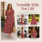 Elegante damesjurk met V-hals en bloemenprint