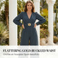 Elegante jumpsuit met V-hals, wijde pijpen en riem