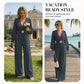 Elegante jumpsuit met V-hals, wijde pijpen en riem