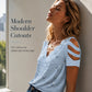 Dames-T-shirt met geschulpte V-hals en hartjesprint