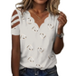 Dames-T-shirt met geschulpte V-hals en hartjesprint