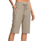 Casual capribroek met trekkoord voor dames, knielengte