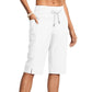Casual capribroek met trekkoord voor dames, knielengte