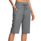 Casual capribroek met trekkoord voor dames, knielengte