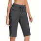 Casual capribroek met trekkoord voor dames, knielengte