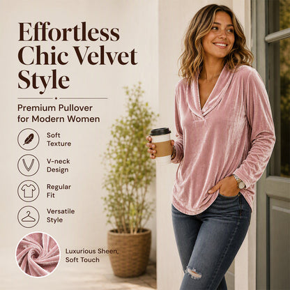 Elegante fluwelen top met V-hals voor dames