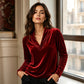 Elegante fluwelen top met V-hals voor dames