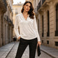 Elegante fluwelen top met V-hals voor dames