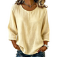 Casual dames-top met ronde hals en 3/4-mouwen