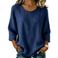 Casual dames-top met ronde hals en 3/4-mouwen