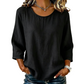 Casual dames-top met ronde hals en 3/4-mouwen