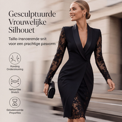 🔥 Tijdelijke aanbieding – Elegante bodycon jurk voor dames met v-hals en kanten mouwen