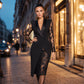 🔥 Tijdelijke aanbieding – Elegante bodycon jurk voor dames met v-hals en kanten mouwen
