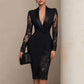 🔥 Tijdelijke aanbieding – Elegante bodycon jurk voor dames met v-hals en kanten mouwen