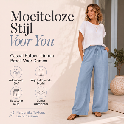 Casuele wijde pijpen broek met trekkoord voor dames