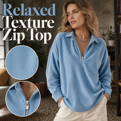 T-shirt met rits en nonchalante textuur