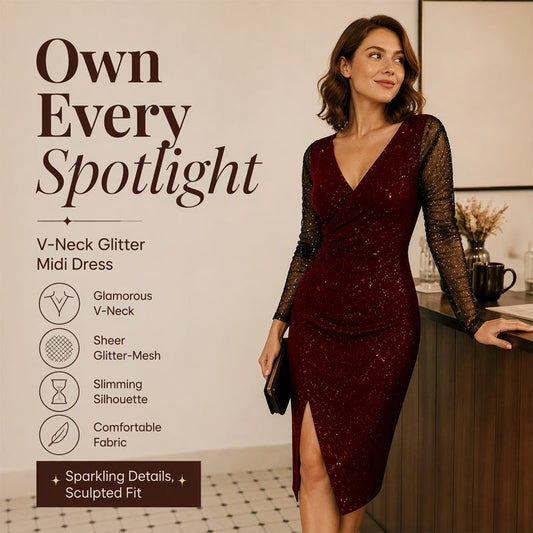 ✨Nieuw binnen & speciale aanbiedingen – Glitterende bodycon-jurk voor dames met mouwen van mesh