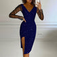✨Nieuw binnen & speciale aanbiedingen – Glitterende bodycon-jurk voor dames met mouwen van mesh
