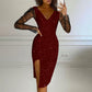 ✨Nieuw binnen & speciale aanbiedingen – Glitterende bodycon-jurk voor dames met mouwen van mesh