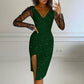 ✨Nieuw binnen & speciale aanbiedingen – Glitterende bodycon-jurk voor dames met mouwen van mesh
