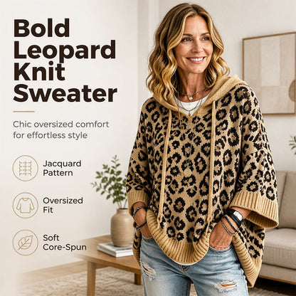Gebreide hoodie met luipaardprint voor dames