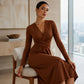 Elegante midi-jurk met V-hals voor dames