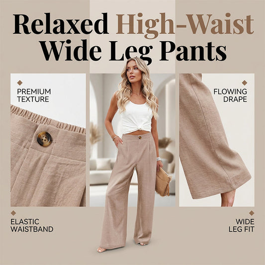 Dames Broek met Hoge Taille en Wijde Pijpen | Casual Pantalon