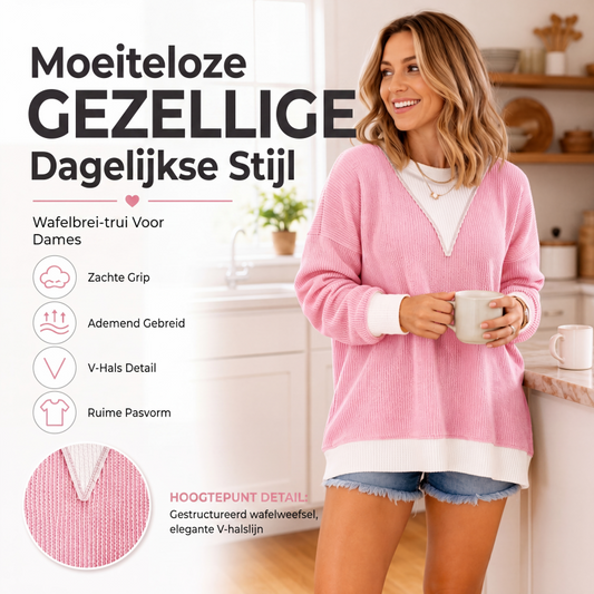 Casual top met ronde hals en kleurenblok voor dames