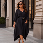 Losse asymmetrische jurk met V-hals voor dames