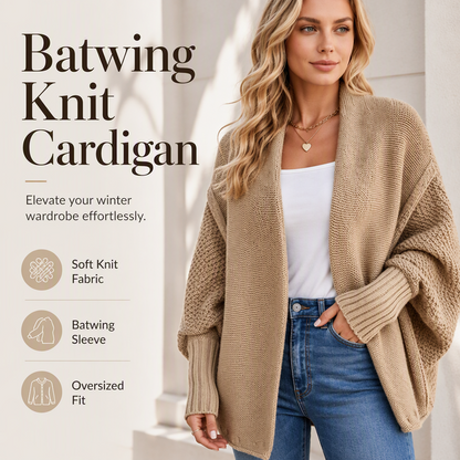 Damesvest met batwing-mouwen en grof breiwerk